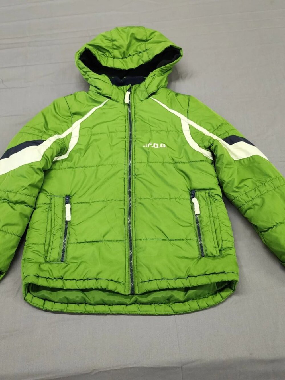F.O.G. by London Fog Boys M 10-12 Hooded Colorblock Puffer Jacket Green